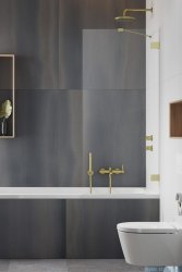 Radaway Essenza Pro Brushed Gold Pnj II parawan nawannowy 100cm L/P szczotkowane złoto 10101100-99-01