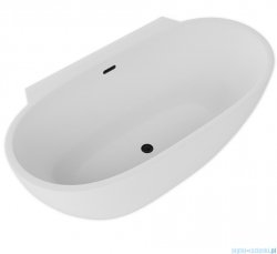 ScandiBath Mandal wanna wolnostojąca/przyścienna z korkiem i przelewem CZARNYM 150x77cm  Q360S-1501OEMBL