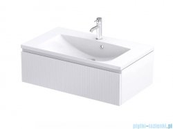 Oristo Brylant szafka podumywalkowa wisząca Ryflowana 80x25x45 biały mat OR36-SD1S-80-2R