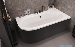 Besco Avita 170x75 wanna asymetryczna prawa + obudowa CZARNY mat + syfon CZARNY#WAA-170-NP/OAV-170-NSC/19977