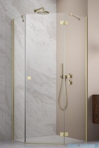 Radaway Essenza Ptj Brushed Gold kabina pięciokątna 80x80cm prawa szkło przejrzyste 1385010-99-01R/1385049-01-01