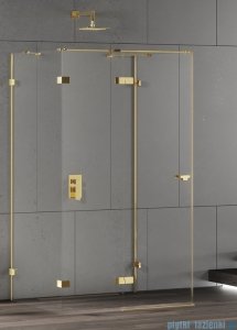 New Trendy Eventa Gold Shine kabina prysznicowa przyścienna 100x100x200 przejrzyste Lewa Złoty połysk EXK-4808