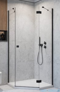 Radaway Essenza 8 Black Ptj kabina pięciokątna 80x90cm prawa czarny mat/szkło przejrzyste 10490000-54-01R/10490400-01-01