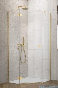 Radaway Essenza 8 Gold Ptj kabina pięciokątna 80x80cm lewa złoty połysk/szkło przejrzyste 10490000-09-01L/10490100-01-01