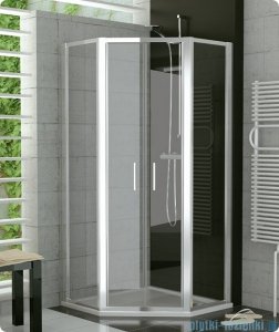 SanSwiss Top-Line Pięciokątna kabina prysznicowa TOP52 z drzwiami otwieranymi 100x100cm przejrzyste/biały TOP5270800407