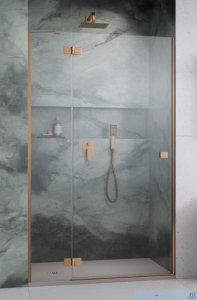 Radaway Essenza Brushed Copper Dwj drzwi wnękowe 100cm lewe szczotkowana miedź/szkło przejrzyste 1385014-93-01L