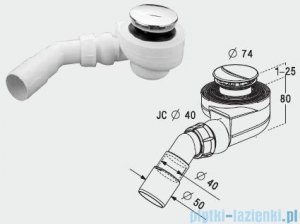 Radaway Turboflow Syfon z odpływem Ǿ 50  023-TB50P