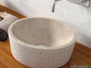 Bathco umywalka kamienna nablatowa Dual Beige 40,5x130 cm 00307