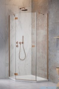 Radaway Essenza 8 Brushed Copper Ptj kabina pięciokątna 80x90cm lewa szczotkowana miedź 10490000-93-01L/10490400-01-01