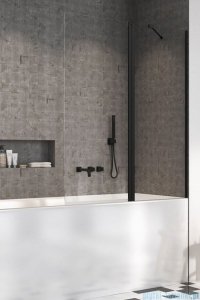 Radaway Nes Black Pnd II parawan nawannowy 100cm prawy czarny mat/szkło przejrzyste 10009100-54-01R 
