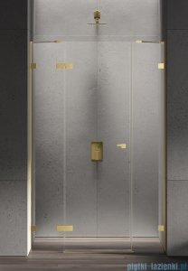 New Trendy Eventa Gold Shine drzwi wnękowe pojedyncze z dodatkową ścianką 150x200 cm przejrzyste lewe Złoty połysk EXK-4685