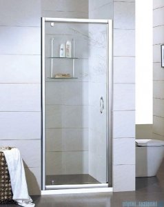 Kermi Acca Drzwi prysznicowe z przesuniętym punktem obrotu, szkło przezroczyste AccaClean, profile srebrne 100cm ACKOD10019VPK