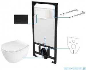 Deante Silia Nero podtynkowy zestaw WC z miską + deską wolnoopadającą + przycisk czarny mat CDLN6ZPW