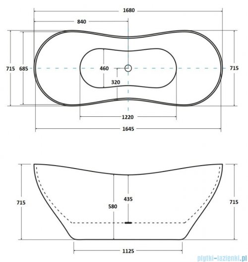 Besco Viya 170x72cm wanna wolnostojąca konglomeratowa + syfon klik-klak chrom #WMD-170-V