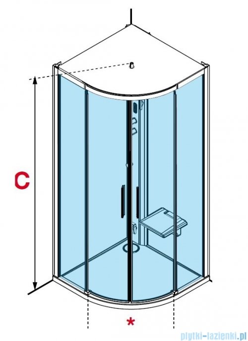 Novellini Glax 1 2.0 kabina z sauna parową 90x90 czarna G21R99T5-1HH