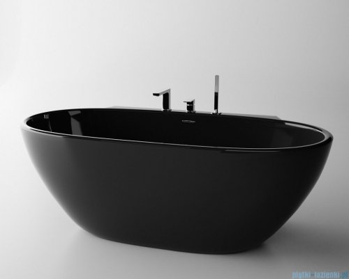 ScandiBath Mandal wanna wolnostojąca/przyścienna czarna 170x85cm + syfon klik-klak Q360S-1701-BL