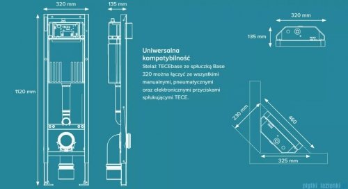 Tece stelaż podtynkowy TECEbase 320 uruchamiany z przodu  9.400.440