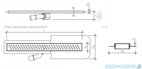 Wiper New Premium Mistral Odpływ liniowy z kołnierzem 70 cm szlif 100.1970.02.070