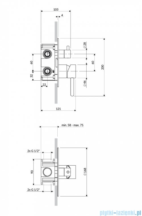 Omnires Y element natynkowy baterii prysznicowej 2-wyjściowej biały mat Y1247ROWM