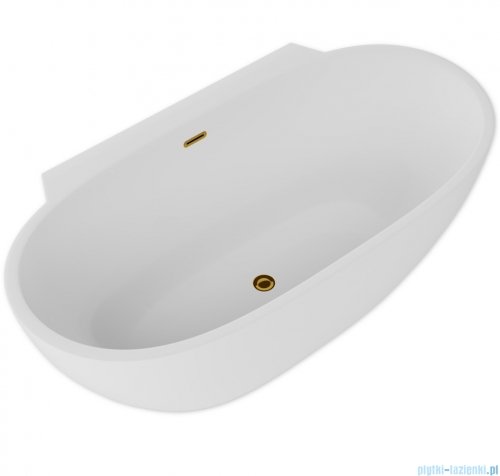 ScandiBath Mandal wanna wolnostojąca/przyścienna z korkiem i przelewem ZŁOTYM  150x77cm  Q360S-1501OEMGL