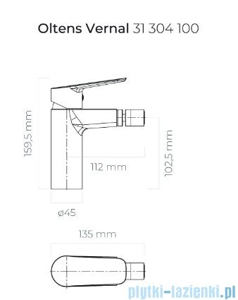 Oltens Vernal bateria bidetowa chrom 31304100