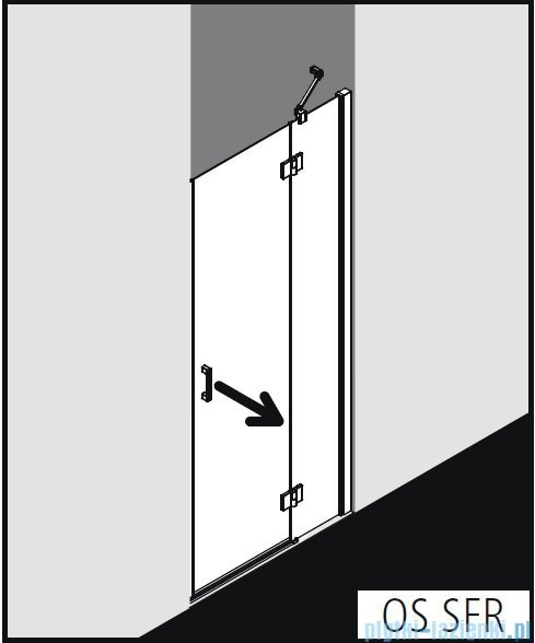 Kermi Osia Drzwi wnękowe z polem stałym, prawe, szkło przezroczyste OsiaClean, profile srebrne 75x200cm OSSFR07520VPK