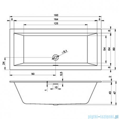 Riho Rethink Cubic 180x80cmwanna prostokątna + syfon + nóżki biała matowa B106001105/207093