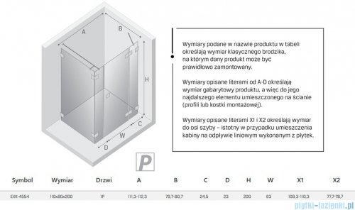 New Trendy Eventa kabina prysznicowa prostokątna 130x80x200 cm prawa EXK-4556
