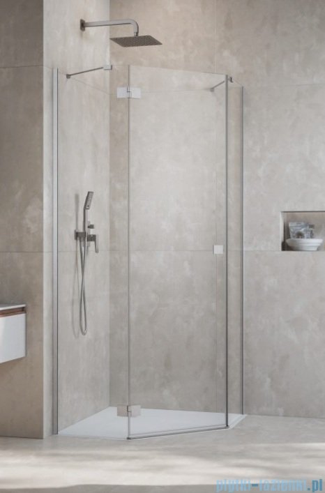 Radaway Essenza Ptj Brushed Nickel kabina pięciokątna 90x100cm lewa szczotkowany nikiel 1385010-91-01L/1385056-01-01