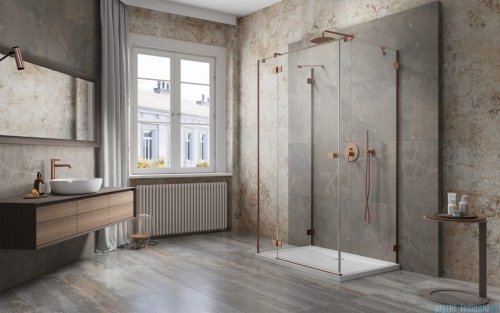 Radaway Essenza Pro Brushed Copper Kdj+S kabina 75x120x75cm lewa szczotkowana miedź 10097312-93-01L/10098075-01-01/10098075-01-01