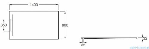 Roca Pyros 140x80cm brodzik prostokątny kompozyt Stonex onyks AP90157832003640