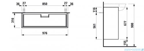 Laufen THE NEW CLASSIC szafka pod umywalkę 97x31cm Szary Traffic Mat  H4060920856271