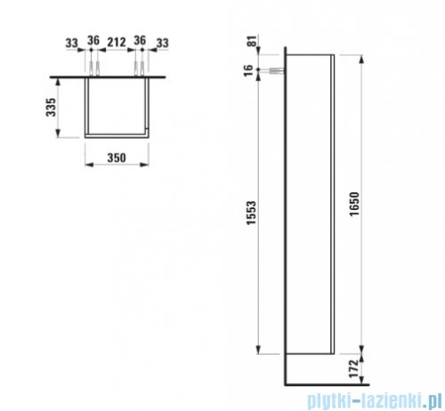 Laufen THE NEW CLASSIC kolumna wysoka 160 cm zawiasy po lewej stronie Szary Traffic Mat H4060610856271