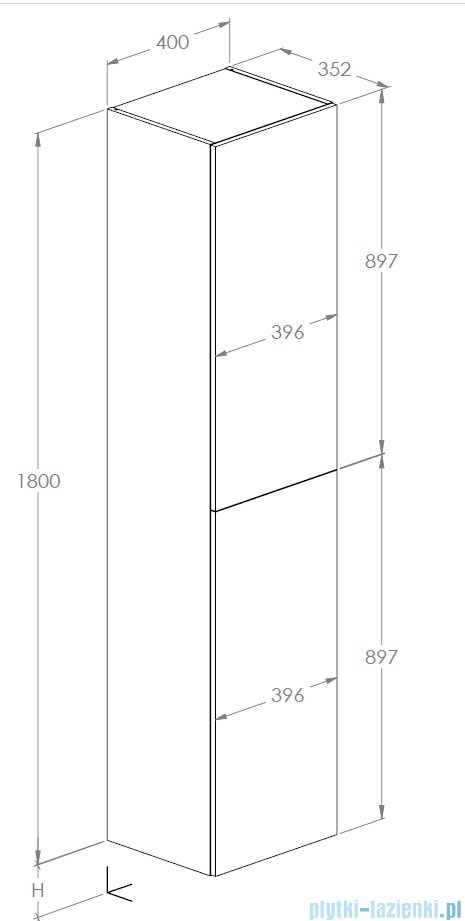 Roca Extra Kolumna łazienkowa wysoka z 2 drzwiami 180x35x40 CZARNY POŁYSK A857956351