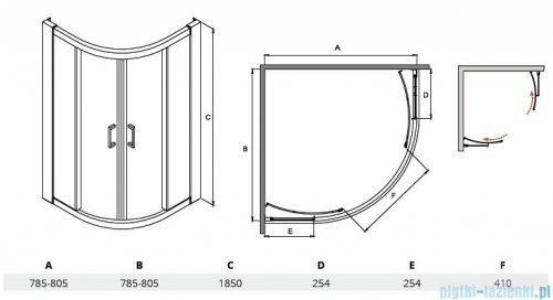 Besco Modern kabina półokrągła 80x80x185cm przejrzyste MP-80-185-C