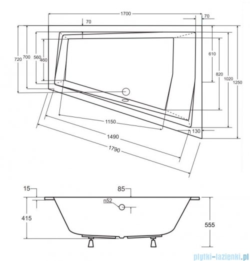 Besco Intima Duo Slim 170x125cm wanna asymetryczna lewa #WAID-170-SL