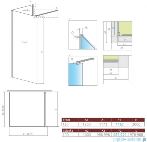 Radaway Modo New IV kabina Walk-in 120x100 szkło przejrzyste 389624-01-01/389104-01-01
