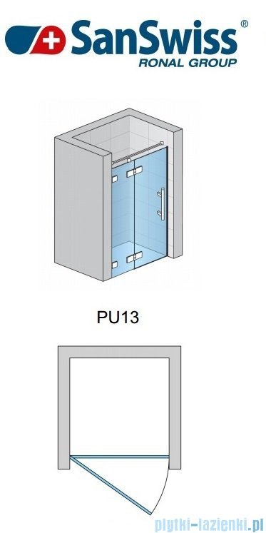 SanSwiss Pur PU13 Drzwi 1-częściowe wymiar specjalny profil chrom szkło Satyna Lewe PU13GSM11049