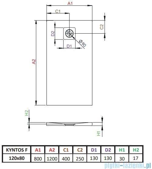 Radaway Kyntos F brodzik 120x80cm biały HKF12080-04