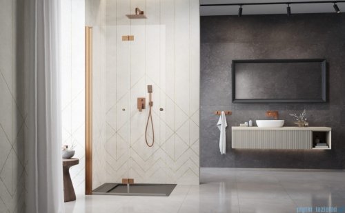 Radaway Nes 6 Brushed Copper KDD B kabina walk-in 80cm lewa szczotkowana miedź szkło przejrzyste 10024080-93-01L