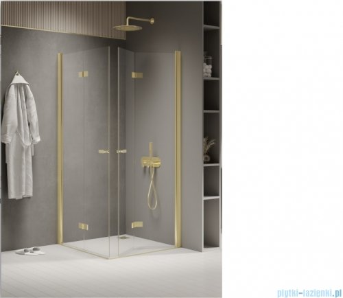 New Trendy New Soleo Light Gold 80x80x195 cm kabina złoty połysk/szkło przejrzyste K-1948