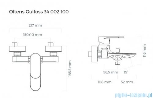 Oltens Gulfoss bateria wannowa chrom 34002100