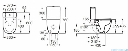 Roca Meridian Rimless miska do kompaktu biały A34224L000