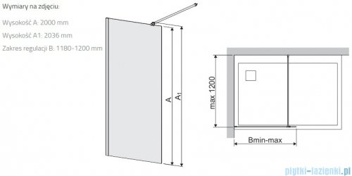 Sanplast Space Wall P/SPACEWALL kabina walk-in 120x203 cm czarny matowy 600-320-2160-59-401