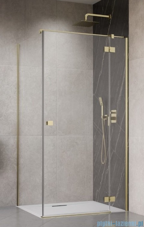 Radaway Essenza Kdj Brushed Gold kabina 90x80cm prawa szczotkowane złoto 1385044-99-01R/1384051-01-01