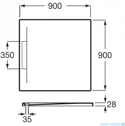 Roca Pyros 90x90cm brodzik kwadratowy kompozytowy STONEX biały AP90138438403100