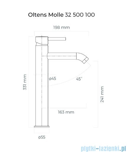 Oltens Molle bateria umywalkowa wysoka czarny mat 32400300