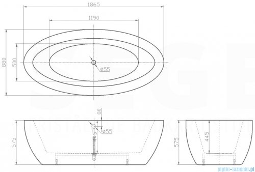 Segea wanna wolnostojąca 186x88 cm SGA‑105