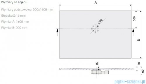 Sanplast Open Mineral B-M/OPEN brodzik prostokątny 90x150x1,5 cm szary mleczny 645-430-0580-55-000