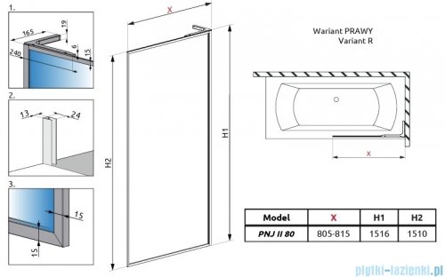 Radaway Modo F SL PNJ II parawan nawannowy 80cm prawy chrom połysk/przejrzyste 10406080-01-01R